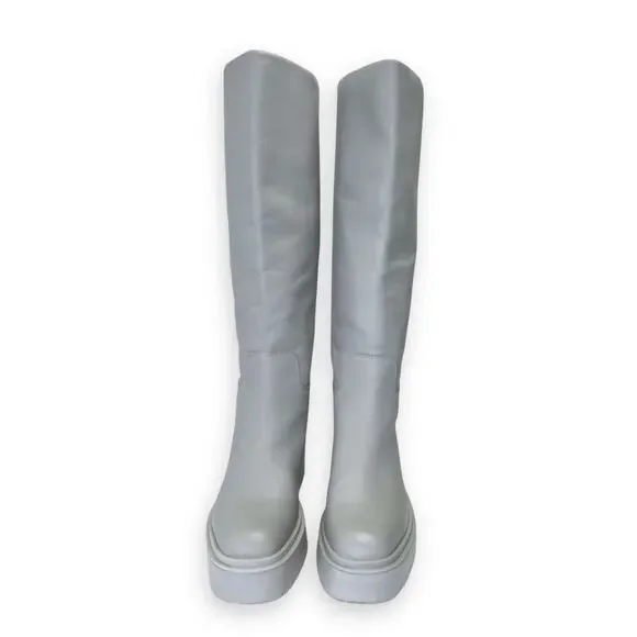 Sam Edelman Anthropologie Women's Larina Tall Boots Size 6.5 Light Grey Lug Sole - Picture 5 of 12